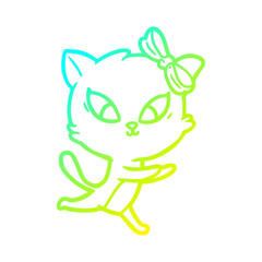 cold gradient line drawing cartoon cat