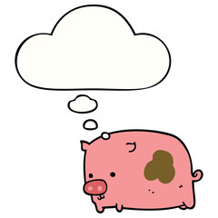 cartoon pig and thought bubble
