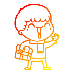 warm gradient line drawing cartoon happy man