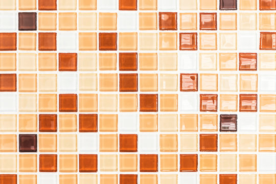 Mosaic brown glass wall background.
