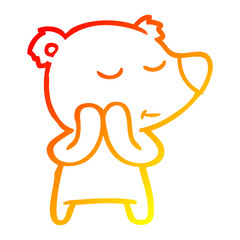 warm gradient line drawing happy cartoon polar bear