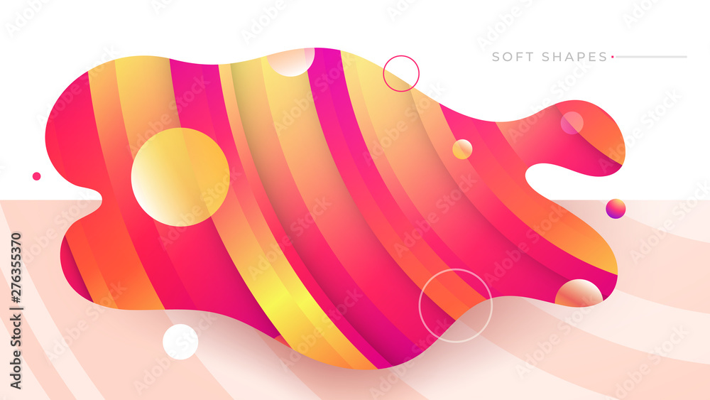 Wall mural flat liquid color abstract geometric shape. fluid gradient elements for minimal banner, logo, social