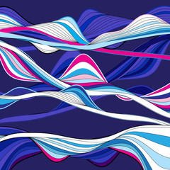Abstract beautiful linear vector wave graphics over dark background