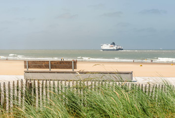 ferry along the beautiful Calais beach