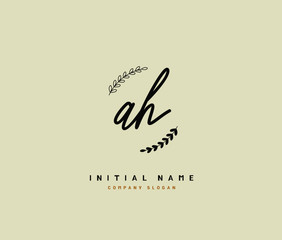 A H AH Beauty vector initial logo, handwriting logo of initial signature, wedding, fashion, jewerly, boutique, floral and botanical with creative template for any company or business.