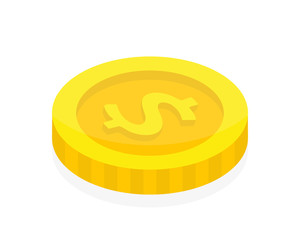 Dollar coin in isometric style. 3d money flat icon illustration.