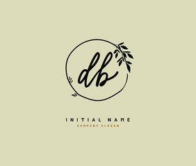 D B DB Beauty vector initial logo, handwriting logo of initial signature, wedding, fashion, jewerly, boutique, floral and botanical with creative template for any company or business.