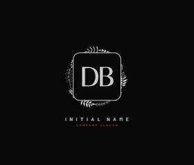 D B DB Beauty vector initial logo, handwriting logo of initial signature, wedding, fashion, jewerly, boutique, floral and botanical with creative template for any company or business.
