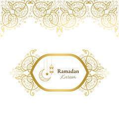 Vector card in islamic style, lace ornament, border, ramadan greeting, element for wedding decoration.