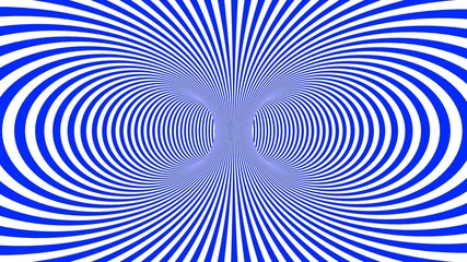 Hypnotic psychedelic illusion background with blue stripes.