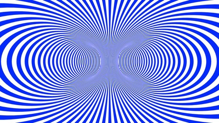 Hypnotic psychedelic illusion background with blue stripes.