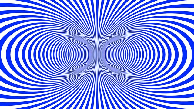Hypnotic psychedelic illusion background with blue stripes.
