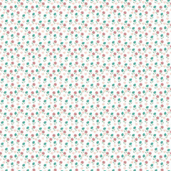  blue pink single flower rose seamless gentle pattern heart illustration on white background