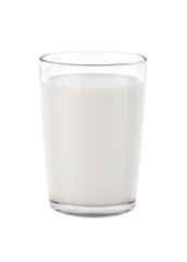 glass of milk on white background