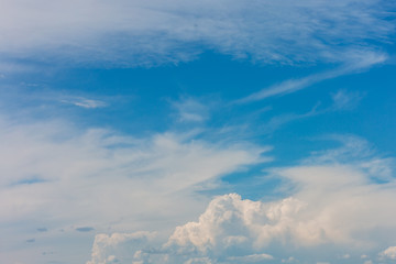 beautiful blue sky background with white clouds on sunny day