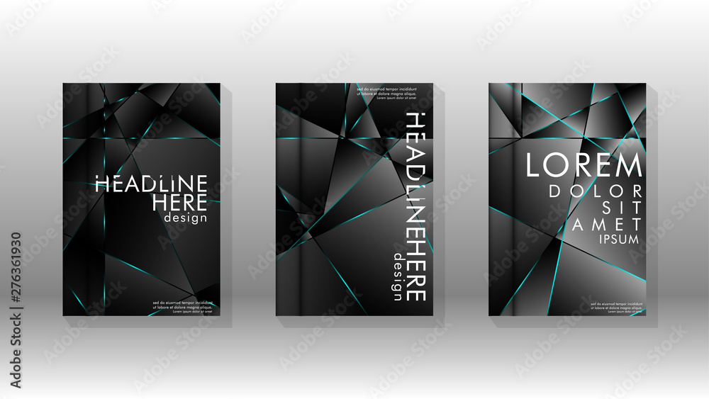 Wall mural the background of the cover design pattern. blue triangle line. vector front page font