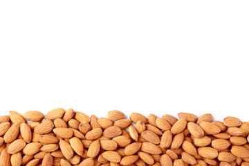 Almonds on white background