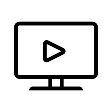	 Play button icon vector. Streaming tv illustration on white isolated background. Broadcast business concept.