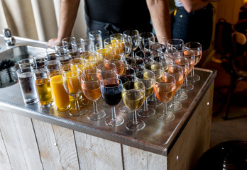 bar with glasses with wine and other drinks