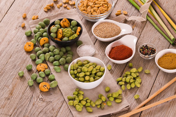 Wasabi coated peanuts.