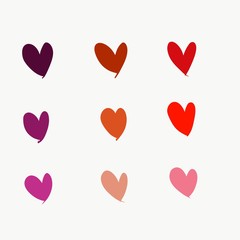 Love Hearts Hand drawn Colorful Element illustration on White Background