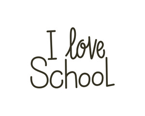 i love school label on white background