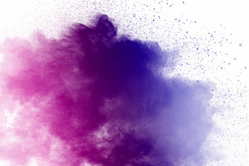 Explosion of multicolored dust on white background. - 276364970