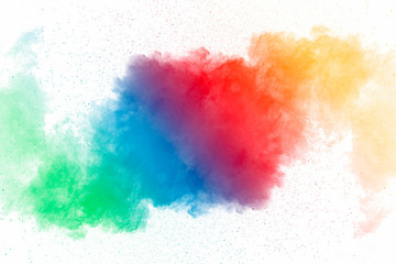 Explosion of multicolored dust on white background. - 276364990