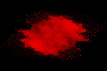 Explosion of red dust on black background. - 276365116
