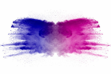 Explosion of multicolored dust on white background. - 276365166