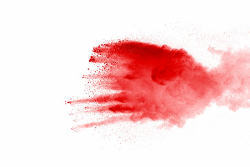 Explosion of red dust on white background. - 276365184
