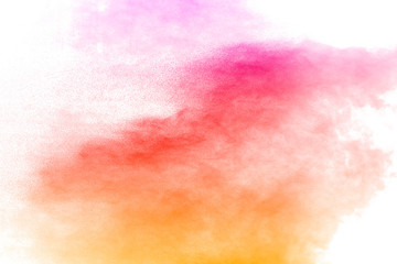 Explosion of multicolored dust on white background. - 276365313