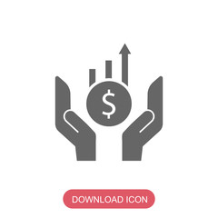 Vector growing graph icon on the hand