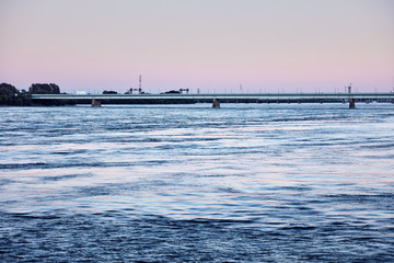 Obraz premium Pont de la concorde bridge on saint laurent river in Montreal, Quebec, Canada
