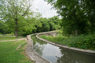 Espada Aqueduct or Piedras Creek Aqueduct in San Antonio San Antonio Missions National Historical Park, Texas - obrazy, fototapety, plakaty