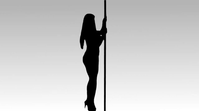 Girl silhouette dance on white background. Full HD footage of silhouette dancer isolated on white background 
