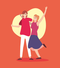 happy young people flat design