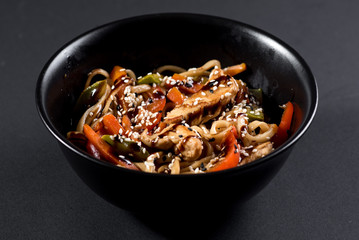 noodles with chicken and peppers - Japanese cuisine