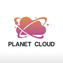planet cloud logo design concept