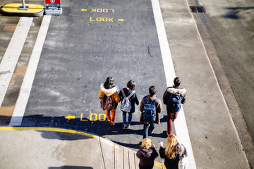 Students Crossing Street