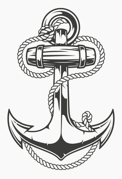 Vector illustration of an anchor with rope
