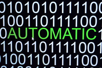 the binary code number  background with automatic word green color