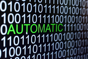 the binary code number  background with automatic word green color