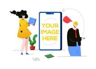 Chatting online - colorful flat design style illustration