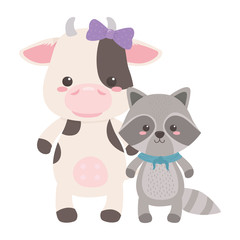 Cow and raccoon cartoon design