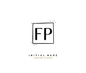 Obraz premium F P FP Beauty vector initial logo, handwriting logo of initial signature, wedding, fashion, jewerly, boutique, floral and botanical with creative template for any company or business.