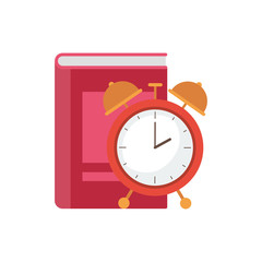 Obraz premium book of school with alarm clock icon