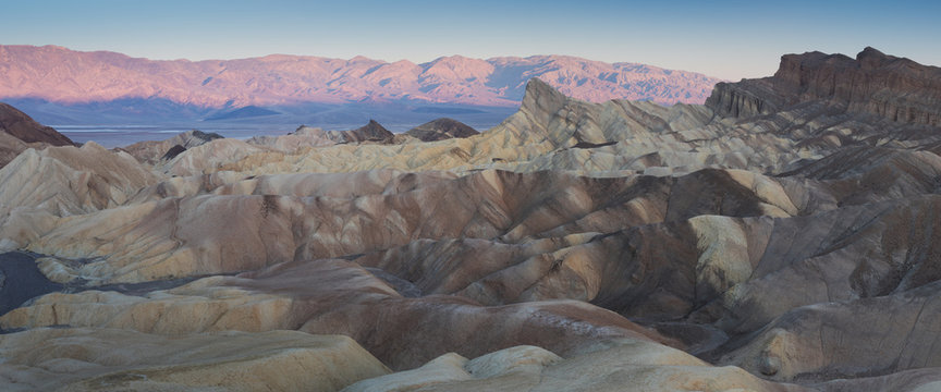 View from Zabriskie Point, Death Valley National Park, Inyo County, California, United States. Death Valley, home of the lowest point in the hemisphere, makes a great winter getaway spot.