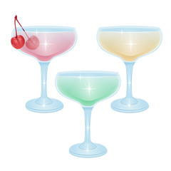 alcoholic cocktail beverage vector set collection isolated on white background