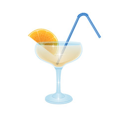 The tropical cocktail with the salt shaker on white background, cocktail glass, vector EPS 10 illustration